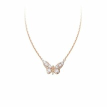 925 Sterling Silver Rose Gold Plated Mini Butterfly Pendant Necklace 16&quot;-18&quot; - $69.60