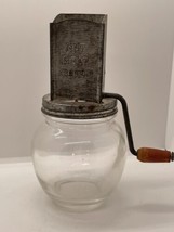 Hazel Atlas Glass Jar Nut Meat Chopper Vintage Primitive Kitchen Tool - £11.00 GBP