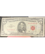 1963 $5  Red Seal Old US Paper Money - $23.67