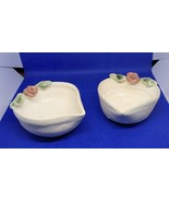 Handcrafted &amp; Signed Ceramic Applied Pink Roses Heart Trinket Over 3.5&quot; ... - $13.56 CAD