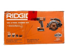 USED - RIDGID 18V 2-Tool Kit Drill/Driver Circular Saw w/ Batteries R920... - £110.12 GBP