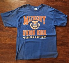 Mayberry Union High Shirt XL 1992 vtg andy griffith show blue matlock vintage - £10.62 GBP