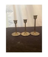 MCM Brass Candle Stick Holders Set Vintage Candelabra Graduated Danish M... - £23.88 GBP