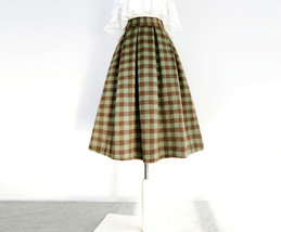 Winter Plaid Pleated Skirt Outfit Women Woolen Plus Size Pleated Skirt image 5