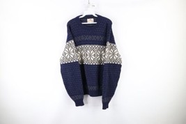 Vtg 90s Streetwear Mens Large Chunky Wool Knit Fair Isle Crewneck Sweate... - £54.08 GBP