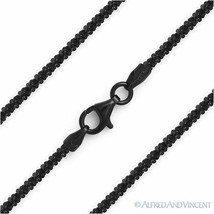 2.1mm Roc Link Italian Chain Necklace 925 Italy Sterling Silver w/ Black Rhodium - £24.59 GBP+