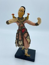 Vintage Asian Dancer Doll Wood Base Thai 9&quot; Antique Figurine - $406.73 MXN