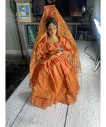 Vintage Spanish Doll Senorita Flamenco Dancer Green Dress Doll 13 1/2&quot; - $12.00