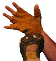 Weightlifting Gloves Real Leather Padded with Mesh Back - $9.95