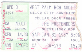 PRETENDERS IGGY POP Vintage 1987 Ticket Stub West Palm Beach Aud Cellar ... - £7.68 GBP