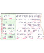 PRETENDERS IGGY POP Vintage 1987 Ticket Stub West Palm Beach Aud Cellar ... - €8,35 EUR