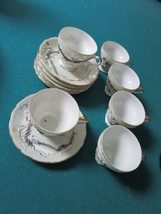 Dragonware Japan Tea Set of 6 Coffee Cups, Grey Background, Luster Origi... - £62.45 GBP