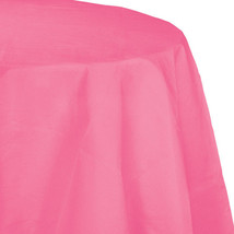 Candy Pink 2/Ply Paper-Poly Round Tablecloth 82&quot; Tableware Decoration - £8.64 GBP