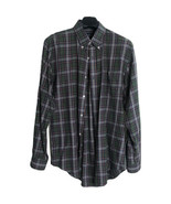 Lands&#39; End Green Gray &amp; Blue Plaid Shirt Tailored Fit 100% Cotton Size 1... - £21.34 GBP