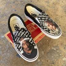 Custom Tupac Black Slip On Vans - Men&#39;s and Women&#39;s Shoes  - £134.77 GBP