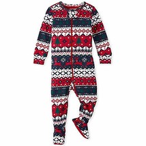 Toddler Boy&#39;s Christmas Fair Isle Reindeer Cotton Footed Pajama Sleeper - $11.24