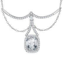 Y Design 6.65 cttw White Topaz Dangling Rectangle Bridal Necklace - £267.50 GBP