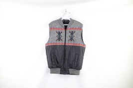 Vintage 70s Streetwear Mens Medium Southwestern Knit Insulated Zip Vest Jacket - £47.33 GBP