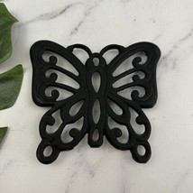 Vintage Metal Trivet Wall Hanging Butterfly Floral Black 70s 80s Insect - £17.54 GBP