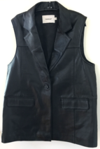 Deadwood Recycled Womens Lambskin Leather Button Up Vest Biker 38 M-L 42... - $123.75