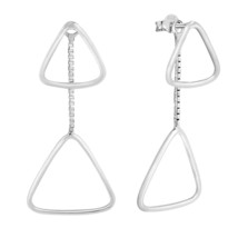 Trendy 2-piece Front-to-Back Triangle Sterling Silver Post Drop Earrings - $20.58