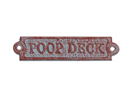 Rustic Red Whitewashed Cast Iron Poop Deck Sign 6&quot;&quot; - $10.99