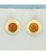 Bezel Set Citrine Stud Earrings in 14k Yellow Gold  - $2,246.66 MXN