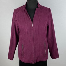 Studio Works Dark Muted Pink Faux Suede Zip Up Top 2 Zippered Pockets 4 P - £14.75 GBP