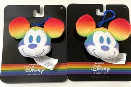 Disney Rainbow Pride Collection Plush Mickey &amp; Minnie Mouse Keychain (2-Pack) - £11.93 GBP