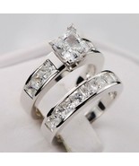 3CT Princesa Imitación Anillo de Compromiso Diamante Novia Banda Set 14k... - $206.41 CAD