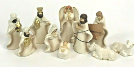 Nativity Scene Figures White Gold Creative Co-Op Set 10 Christmas Decoration - £15.13 GBP