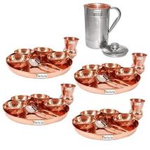 Prisha India Craft  Set of 4 Dinnerware Traditional 100% Pure Copper Dinner Set  - £226.52 GBP