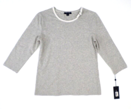 NEW Tommy Hilfiger Women&#39;s Casual Pullover Bow Neck Top S/P 3/4 Sleeve Gray NWT - £13.49 GBP