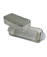 Princess House Glass Butter Dish Fantasia Poinsettia Frosted Top Covered... - $19.80