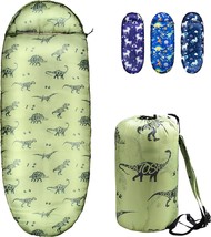 Kids Sleeping Bags for Boys – Military Green Dinosaur – Rioyalo YOLO 45 Camping - £35.96 GBP