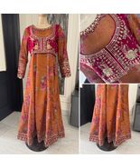 Pakistani Rust  Long Maxi Style dress, Embroidered Sequins work  ,XL - $148.50