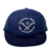 Colorado Springs Park and Recreation VTG Trucker Hat Blue Mesh S M Baseball Cap - £18.87 GBP