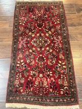 Small Per&#39;sian Sarouk Rug 2x4 Floral Red Hand Knotted Wool Antique Carpet - $1,350.00