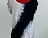 Inc International Concept MED Blouse Tie Dye Bling Short Sleeve Top Faux... - $17.33