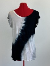 Inc International Concept MED Blouse Tie Dye Bling Short Sleeve Top Faux Diamond - $17.33