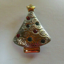 Lia Sophia Two-tone Dark Pink, Blue &amp; Purple Rhinestone Christmas Tree B... - $13.85