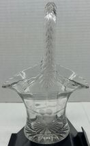 Vintage Clear glass basket with frosted etched flowers 8” Pressed Handle - $14.84