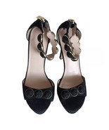 CARVELA Ladies Black Suede High Heels Open Toe size EU 37 Bombe Sandals - £21.48 GBP