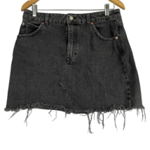 Topshop Black Denim Cutoff Mini Skirt Sz 10 Casual 100% Cotton - £13.35 GBP