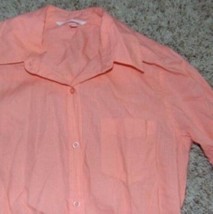 Womens Romper Victoria&#39;s Secret Orange Short Sleeve Button Up Linen Blend-size 8 - £25.32 GBP