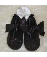 Koala Baby Black Sparkle Glitter With Bow Flat Shoes Baby Size 4 NEW Cute - €6,91 EUR