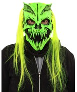 Skeleton Skull Sock Mask Grim Reaper Green Glow In The Dark UV Neon Hair... - £68.73 GBP