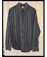 Men&#39;s Authentic Guess Jeans Blue Gray Stripe Cotton Long Sleeve Dress Sh... - $25.98 CAD
