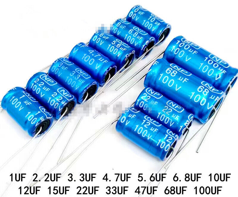 10Pcs 100V Non-Polarized Electrolytic Audio Axial Lead Capacitor 1 2.2 6... - $5.01+