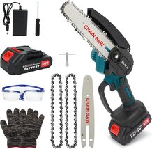 Mini Chainsaw 6 Inch Cordless Portable Electric Chain Saw with 24V, Courtyard - £27.04 GBP